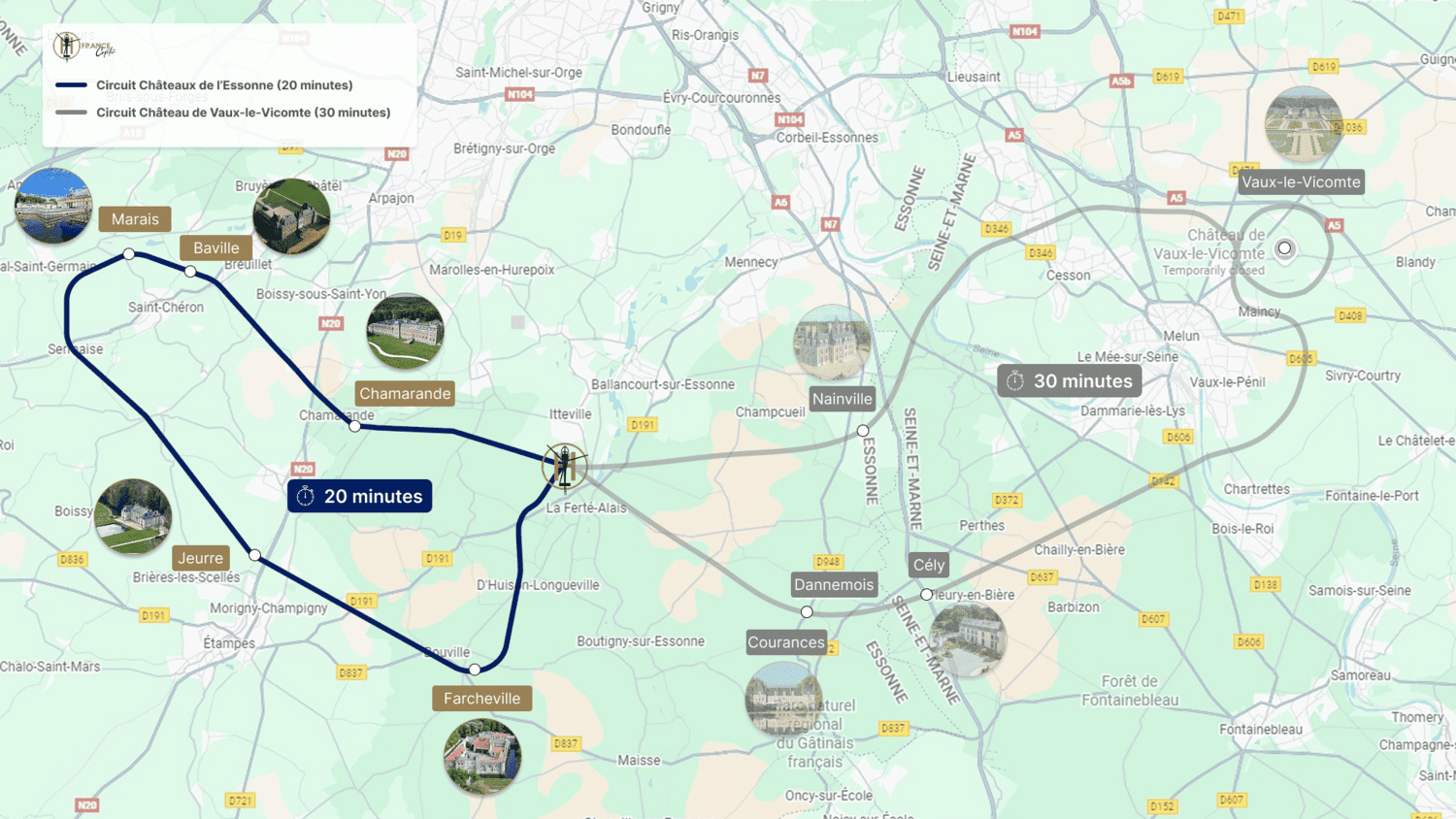 Tracé du circuit Découverte de l&rsquo;Essonne (20 min)